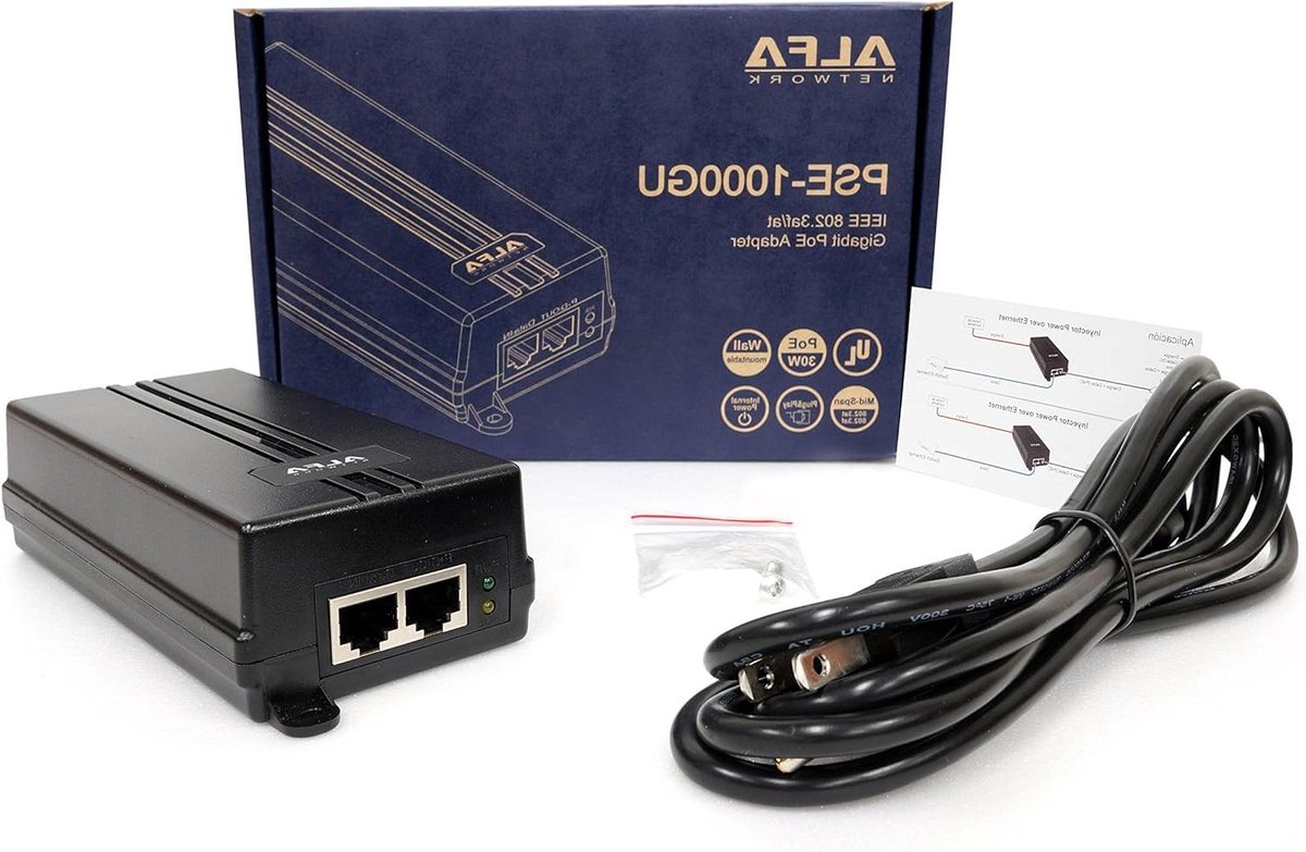PoE Adapter - Injector Stroom Injector - Netwerkapparaten Voeden - Gigabit Ethernet Snelheid - 30 W - Wit