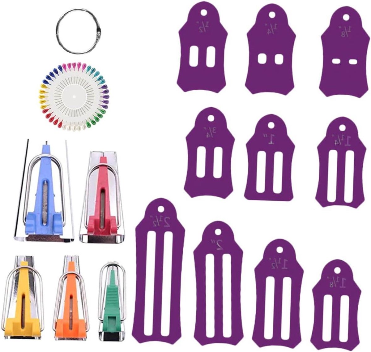 Naaiset Vouwgereedschap - Stoffen Hulpmiddelen - Stoffen Verwerken - Set Van 16 Stuks - Diverse Maten - Multicolor