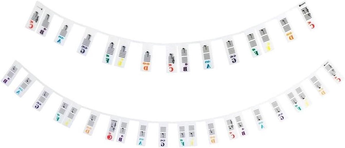 Piano Noten Strips - Toetsenbord Stickers - Piano Leren - Niet Plakkerig - 61 Toetsen - Wit