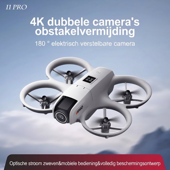 I1 PRO Drone D18 - Mini Drone met 4K Camera - 180 ° Elektrisch Verstelbare Lens - Driezijdige Obstakelvermijding - Grijs, geschikt voor kinderen en beginnende volwassenen
