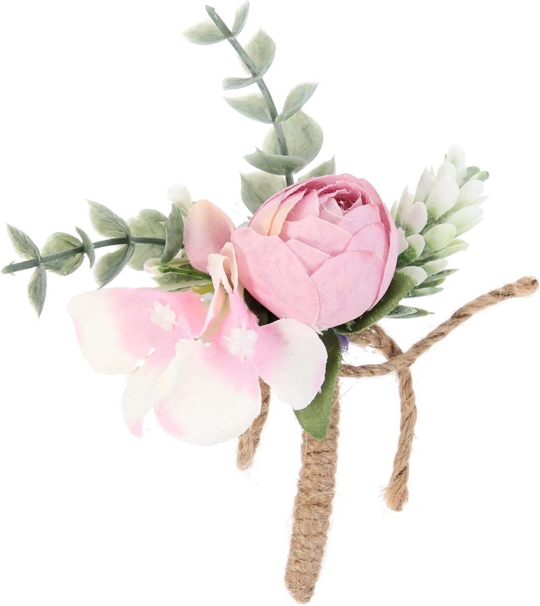 Kunstbloem Corsage - Bruidsbroche Handgemaakt - Bruiloft Decoratie - Handgemaakt Ontwerp - 18 x 10 x 4 cm - Wit