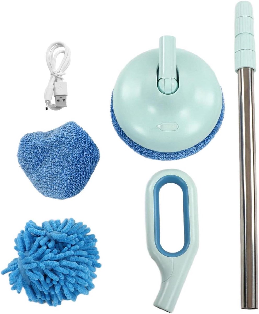 Elektrische Raamwisser - Draadloze Borstel - Glas Reinigen - Intrekbare Schacht - USB Oplaadbaar - Blauw