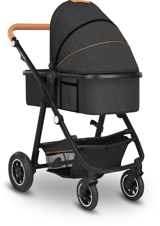Lionelo Amber Kinderwagen 3 in 1 - Reiswieg + Buggy + Autostoel - Luchtbanden, Volledige Vering - Comfortabel baby matras - Snel Inklapbaar - Luiertas - Regenhoes - Muskietennet - Vanaf Geboorte tot 4 jaar (0-22 kg)