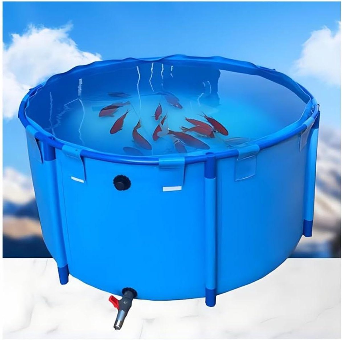 Opvouwbare Vijver - Watertank Zwembad - Vis Kweek - Scheurbestendig PVC - 18 x 08 m - Blauw