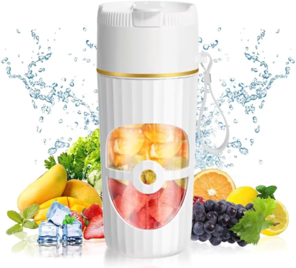 Draagbare Mixer - Smoothie Maker - Drankjes Maken - USB-C Oplaadbaar - 450ml - Wit