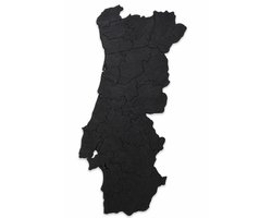 Houten wanddecoratie - Wooden wall decoration | Landkaart Portugal 22 x 45cm Country map Portugal | Zwart - Black | Muurdecoratie - Wall art - Wandfiguur República Portuguesa - Echt Hout - Real Wood