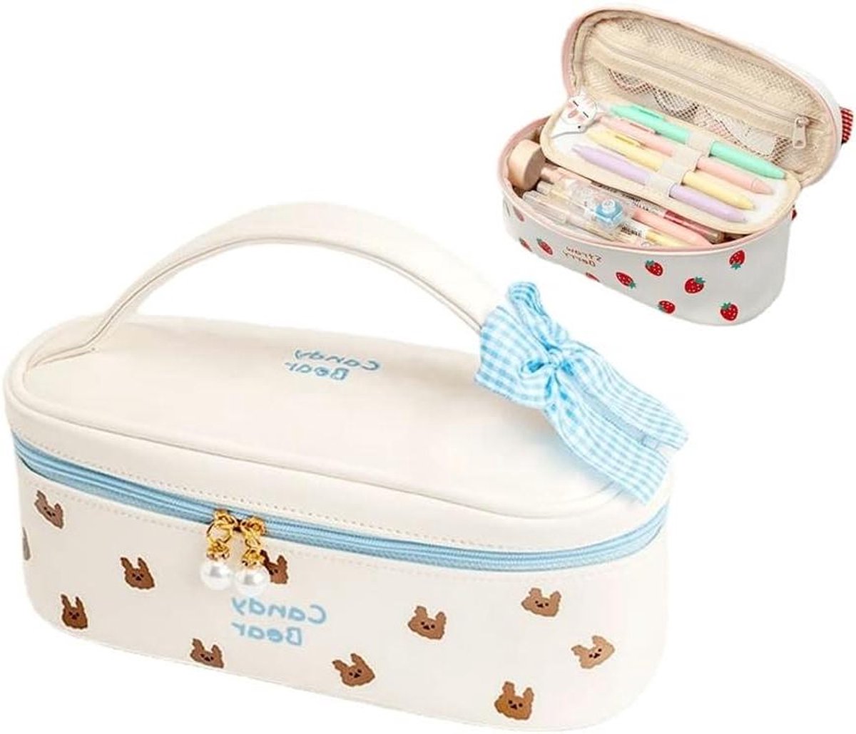 Potloodtas Dieren - Etui Pennen - School Organisatie - Grote Capaciteit - Drie Laags - Candy Bear