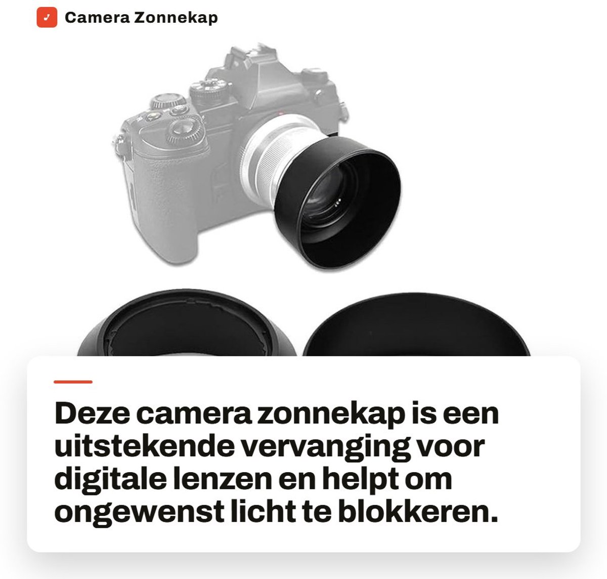 Dailygoods- Zonnekap Kunststof - Vervanging 37mm - Voor DIGITAL M.ZUIKO 45mm f/1.8 - Voorkomt storingslicht - Lichtgewicht 14 gram - Lenskap