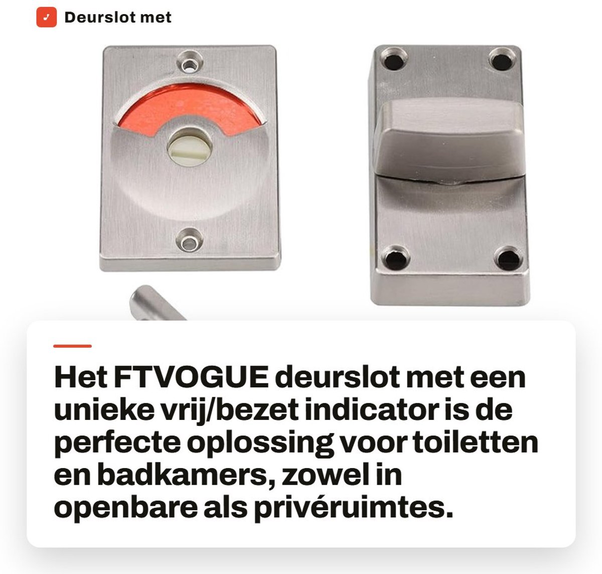 Dailygoods- Deurslot Robuust - Deurslot Buitendeur - Deurslot met Indicator - Deurslot voor Toiletten - Deurslot voor Badkamers - Eenvoudig te Installeren - Toiletvergrendeling