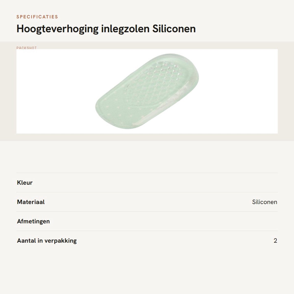 Dailygoods- Inlegzolen Hoogteverhogend - Siliconen Gel - Voetboog Ondersteuning - Hielkussen - 1 Paar - Flatterende Pasvorm - Voetbed