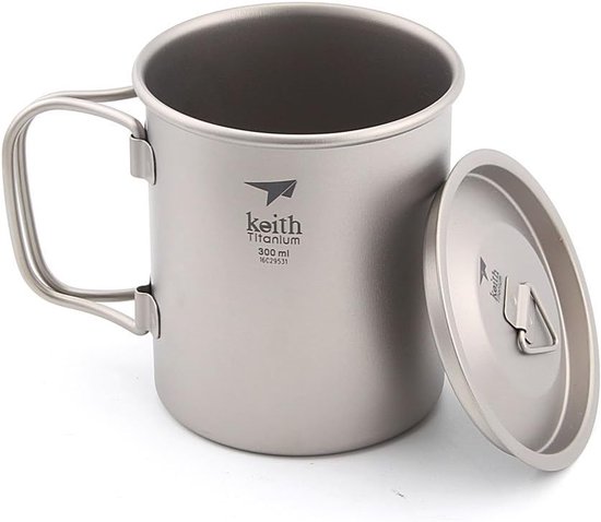 Keith 300ml/900ml Titanium Cup Outdoor Servies Camping Reizen Opvouwbare Handvat Cup (300ml) — afbeelding 3