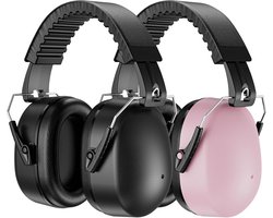 Procase 2 Noise Cancelling Headphones for Adults Teenagers Foldable Comfortable with 32dB SNR Cushioning Soft Headband for Loud or Stressful Environment, Black and Pink, black and pink, One size
