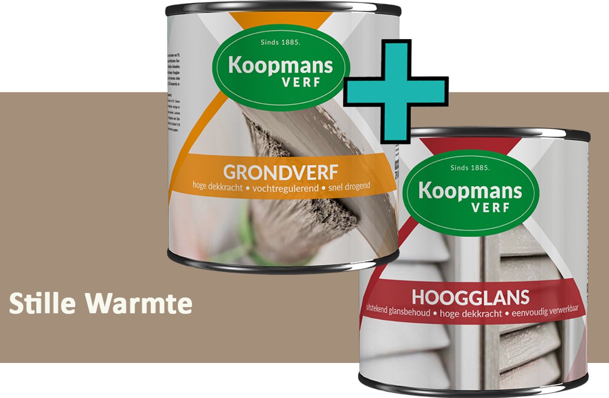 Koopmans Grondverf en Hoogglans Lakverf - set geschikt voor hout en metaal – Stille Warmte – 2x – 2,5 l