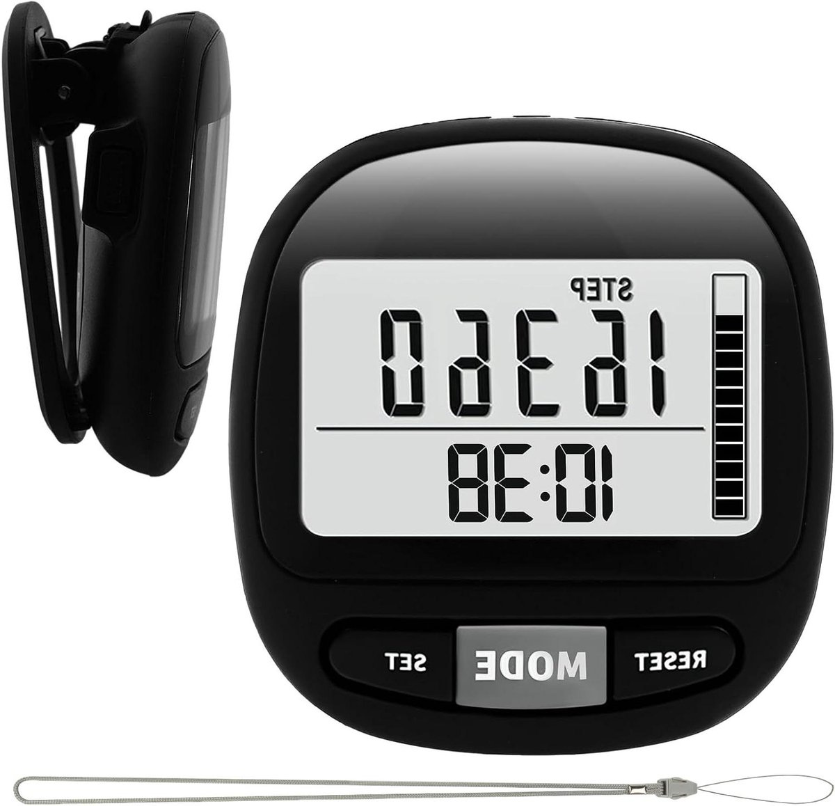 Flintronic 3D Pedometer with Clock with Clip Lanyard, Track Steps in Real Time, Pedometer for Older Kids/Fitness Men/Women/Seniors