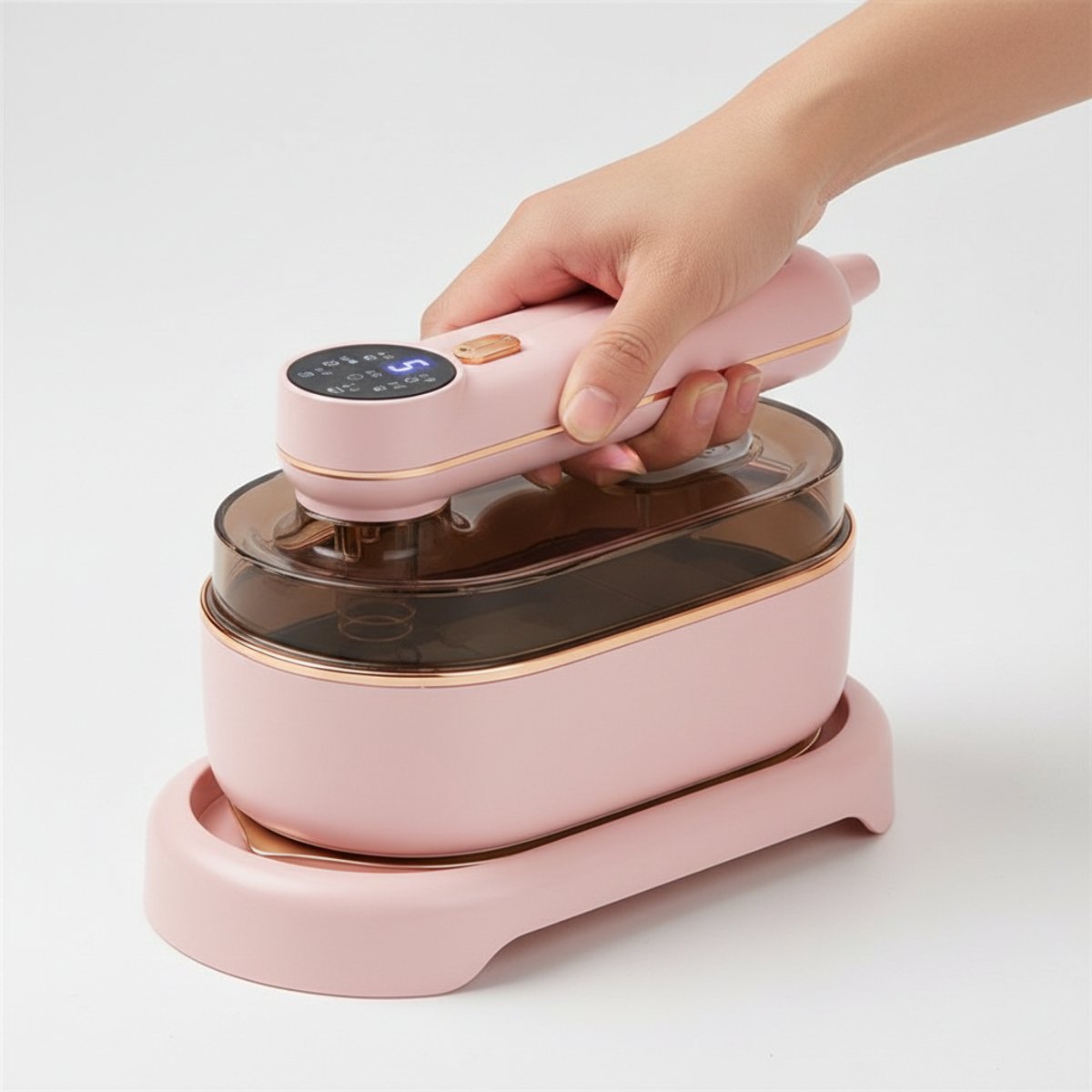 TEKROA® Kledingstomer - mini 2-in-1 strijkijzer -Handstomer - Compact - 6 Stoomstanden - 1000W -roze