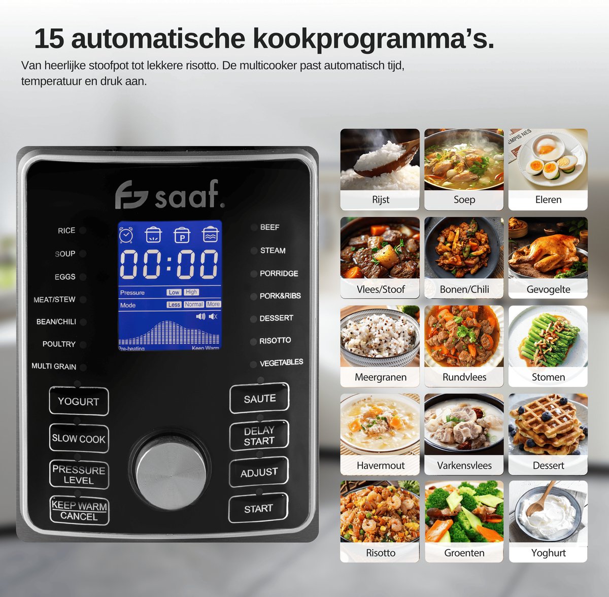 Saaf Multicooker 15,6L 1500W Zwart 24 Programma's - afbeelding 3