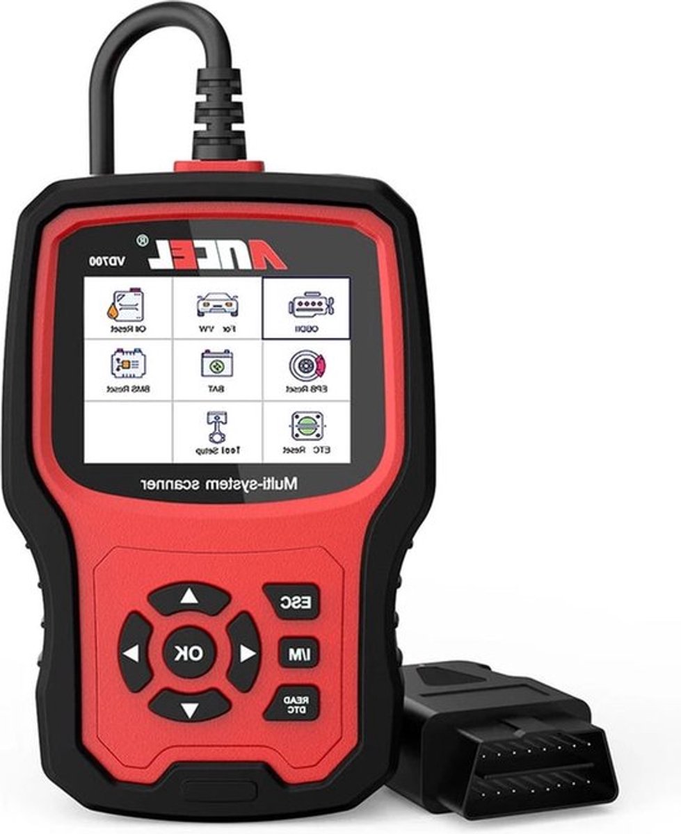 OBD2 Scanner - Diagnosecomputer - Uitleesapparatuur Auto - Diagnose Auto - Autodiagnosetool - Storing Verwijderen - Volledige systeemdiagnose - Zwart