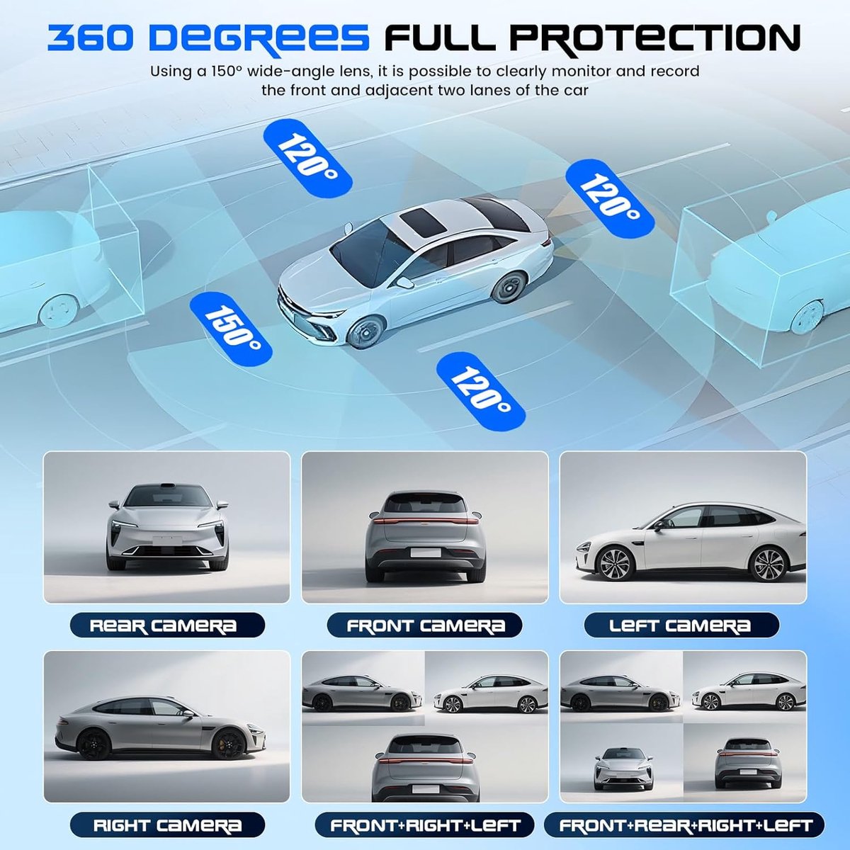 Mini Dashcam - Auto Camera - Rit Opnemen - 4 Lens 1080P - 3 Inch Scherm - Zwart – foto 5