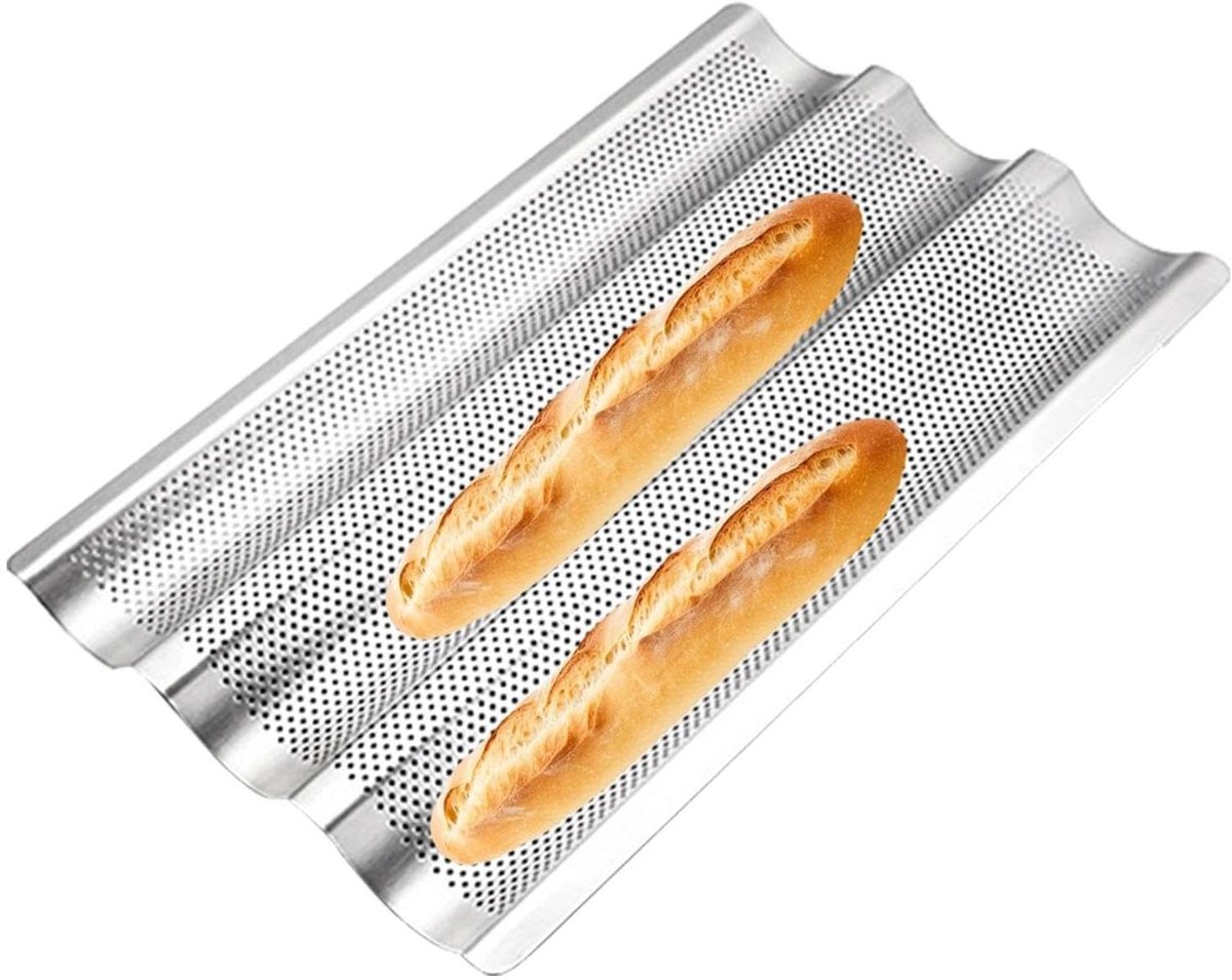 Broodbakplaat Bakplaat 3 golven Brood bakken Anti-aanbaklaag 38.9 x 25.3 cm Zilver