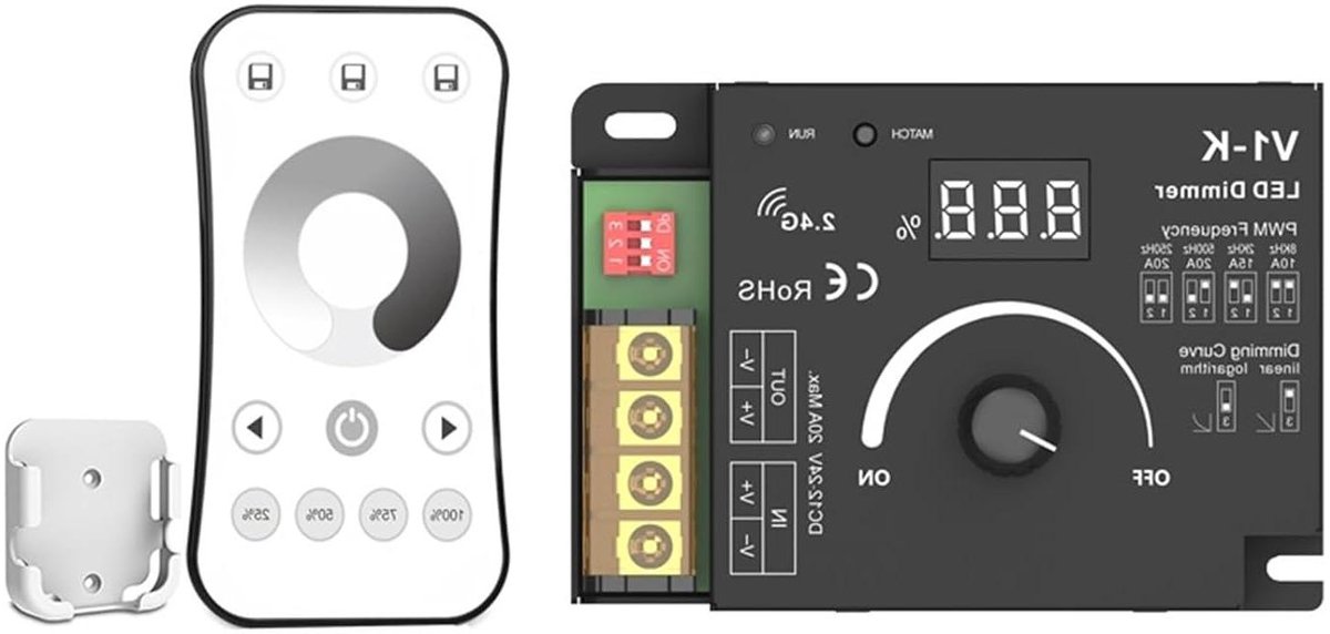 Draaidimmer Controller - Lichtstrip Schakelaar - Verlichting Regelen - Instelbare Frequentie - 20A - Model E