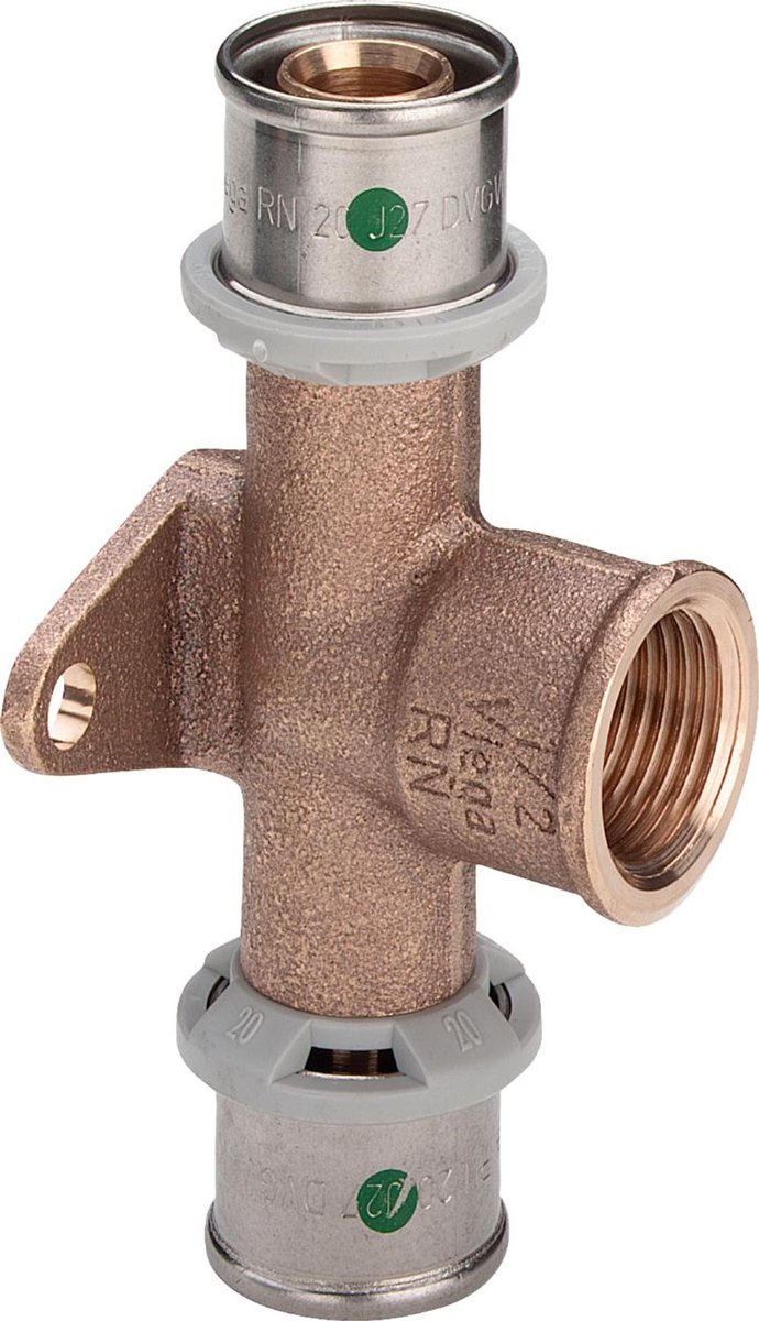 Viega Sanfix Fosta Sanfix P-wandplaten-T-stuk, d1 16, Rp 1/2, d2 16 roodkoper Model 2125.8, 303099