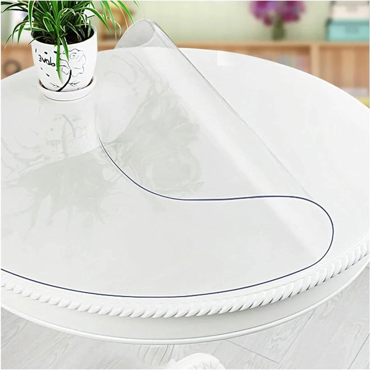 Tafelhoes Transparant - Tafelzeil Plastic - Tafel Beschermen - Waterdicht Vlekbestendig - 120 cm Diameter - Doorzichtig