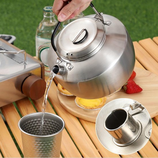 Waterketel - Theepot RVS - Kamperen en picknicks - Ergonomisch ontwerp - 15 Liter - Zilver — afbeelding 5