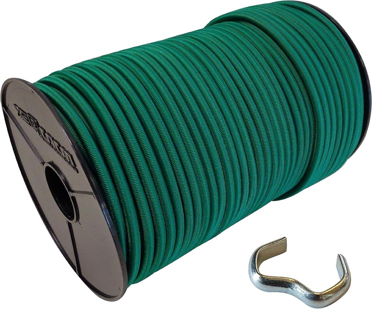 Expander touw set - Rubberen kabel - Zeilen vastzetten - Weerbestendig ontwerp - 20 meter - Groen