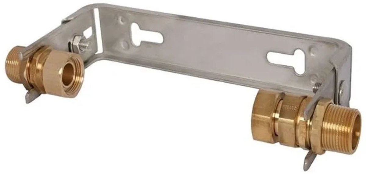 Schlösser Armaturen JS Watermeter-inbouwbeugel, horizontaal, met schroefverbinding, verstelbaar, met continu debiet Q3=10,0m^3/h, 1'' x 1'', roestvrij staal, 0022603000001