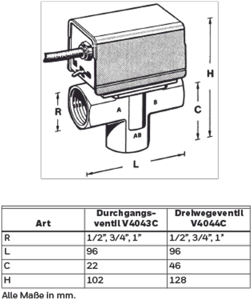 Resideo Zone-Driewegventiel V4044C Messing 1/2 ", V4044C1452/U