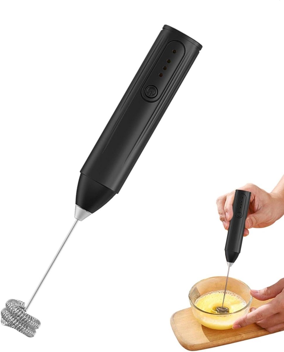 Melkopschuimer Draadloze Garde Koffie Maken Drie Snelheden 22 cm Zwart