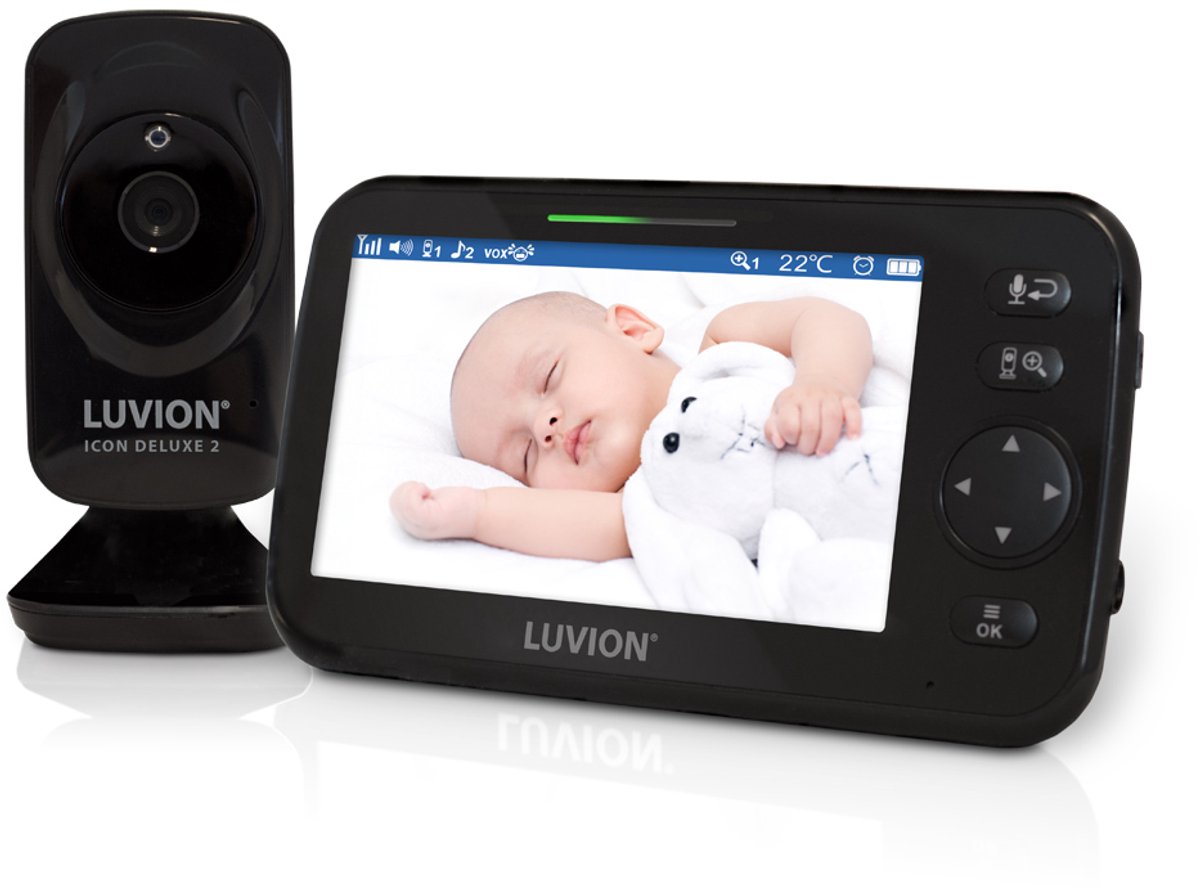 LUVION® Icon Deluxe 2 Black - Babyfoon met Camera - Premium Baby Monitor