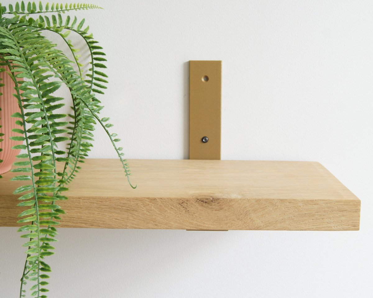 STERKSTAEL Vesta Industriële Plankdrager Goud - Stalen Wandplank Steun - Voor plank vanaf 20 cm tot 30 cm - Kleur Goud - inclusief bevestigingsmateriaal - Poedercoating - Wandsteun - 1 stuk