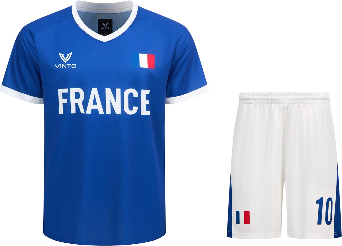 Vinto Frankrijk Shirt en Broek voor Heren - Voetbal Tenue - Voetbalshirt France - WK 2026 - Franrijk - Maat L