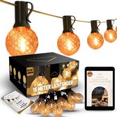 Doos met 15 meter lichtsnoer, 30 LED lampen in ananasvorm, met handleiding en e-book gids.