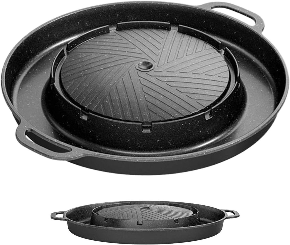 Elektrische Grill - Binnen Grillplaat - Gezellig Tafelen - Anti-aanbaklaag - 345 cm Breed - Zwart