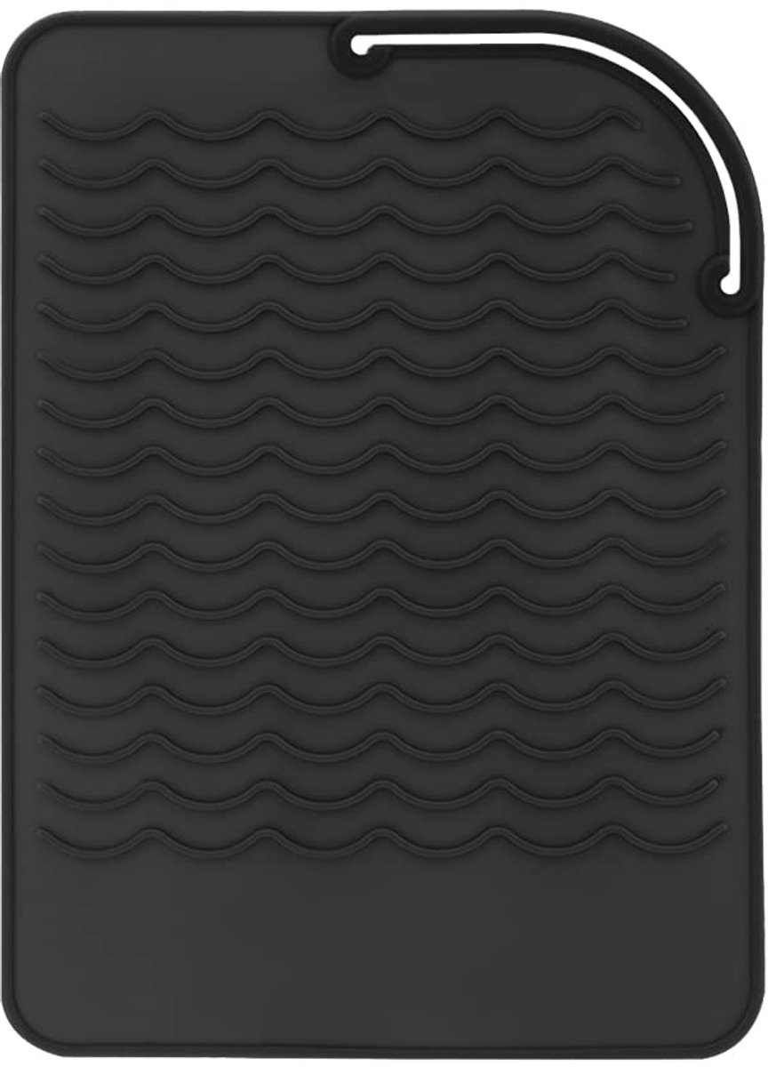 Krultang mat - Warmte Beschermend Mat - Siliconen Beschermhoes - Heat Beschermer - Reisset - Antislip - Haaraccessoires - Voor krultangen, stijltangen en andere hete haarstylingtools - 21*15,8 cm - Zwart