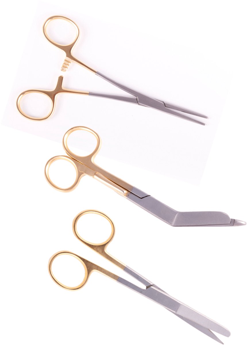 Verpleegkundige Scharenset - Golden - MDR Gecertificeerd - Zorg - Verbandschaar - Cadeau - Verpleegkunde - Accessoires - Nurse Cadeau - Verpleegkundige Schaar - Verpleegkundige Artikelen