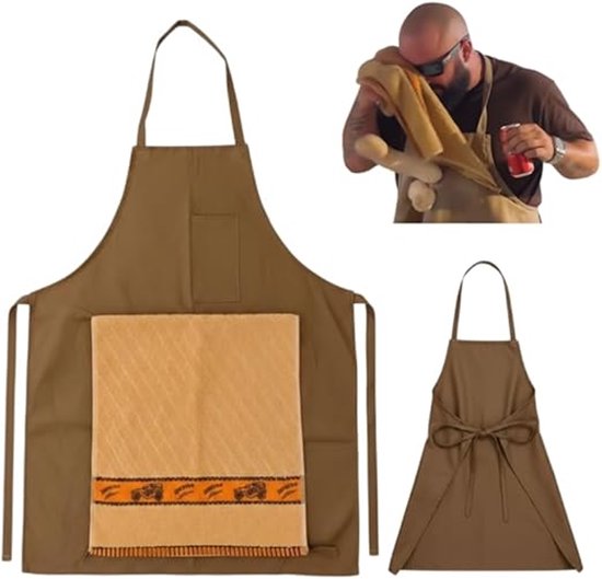 OLOEY Chef-koks grap-schort-creatieve grap-schorten voor mannen-grappig schort met een verrassing verstopt in de zak