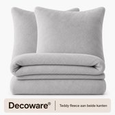 Decoware® Teddy Fleece Dekbedovertrek - Grijs - Tweepersoons - 200x220 cm + 2 Kussenslopen 60x70 cm - Dubbelzijdig - Heerlijk Warm