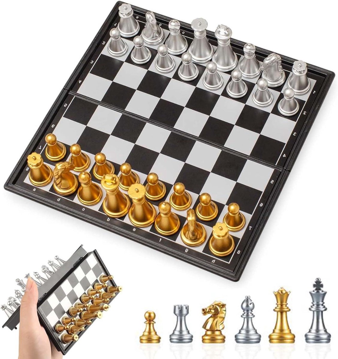 Schaakspel Set - Magnetisch Schaakspel - Logisch Denken Bevorderen - Opvouwbaar en Draagbaar - 30 x 15 cm