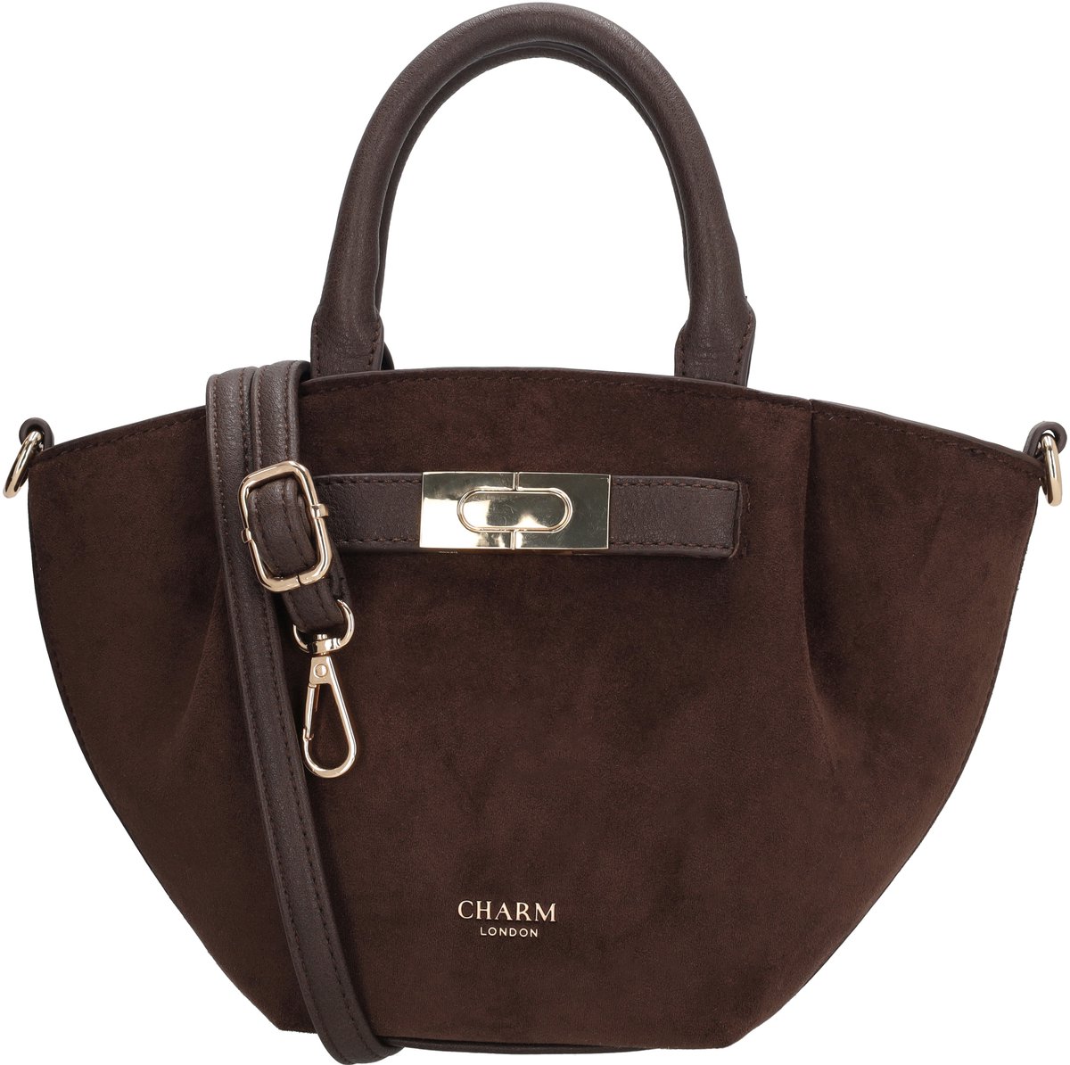 Charm London Dubai Handtas - Faux Fur Handtas - Schoudertas - Verstelbare Schouderband - Gouden Details - Dames Tas - Donkerbruin