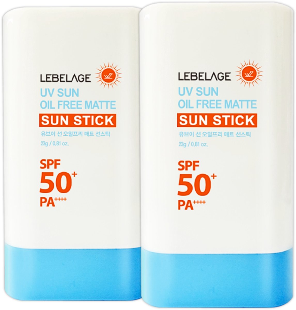 Lebelage UV Sun Oil Free Koreaanse Zonnebrand Stick Gezicht en Hals - SPF 50+ - PA ++++ - Matte Finish - 2 x 23g