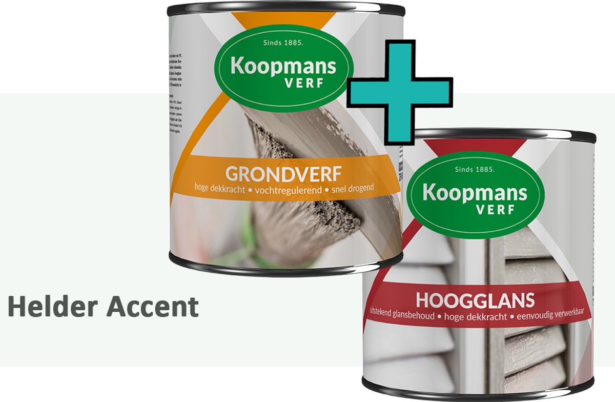 Koopmans Grondverf en Hoogglans Lakverf - set geschikt voor hout en metaal – Helder Accent – 2x – 2,5 l