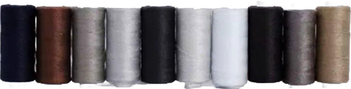 Naaimachine garen - Naai draad klos - Kleding repareren - 10 stuks mix pakket - 10 gram - Zwart grijs bruin