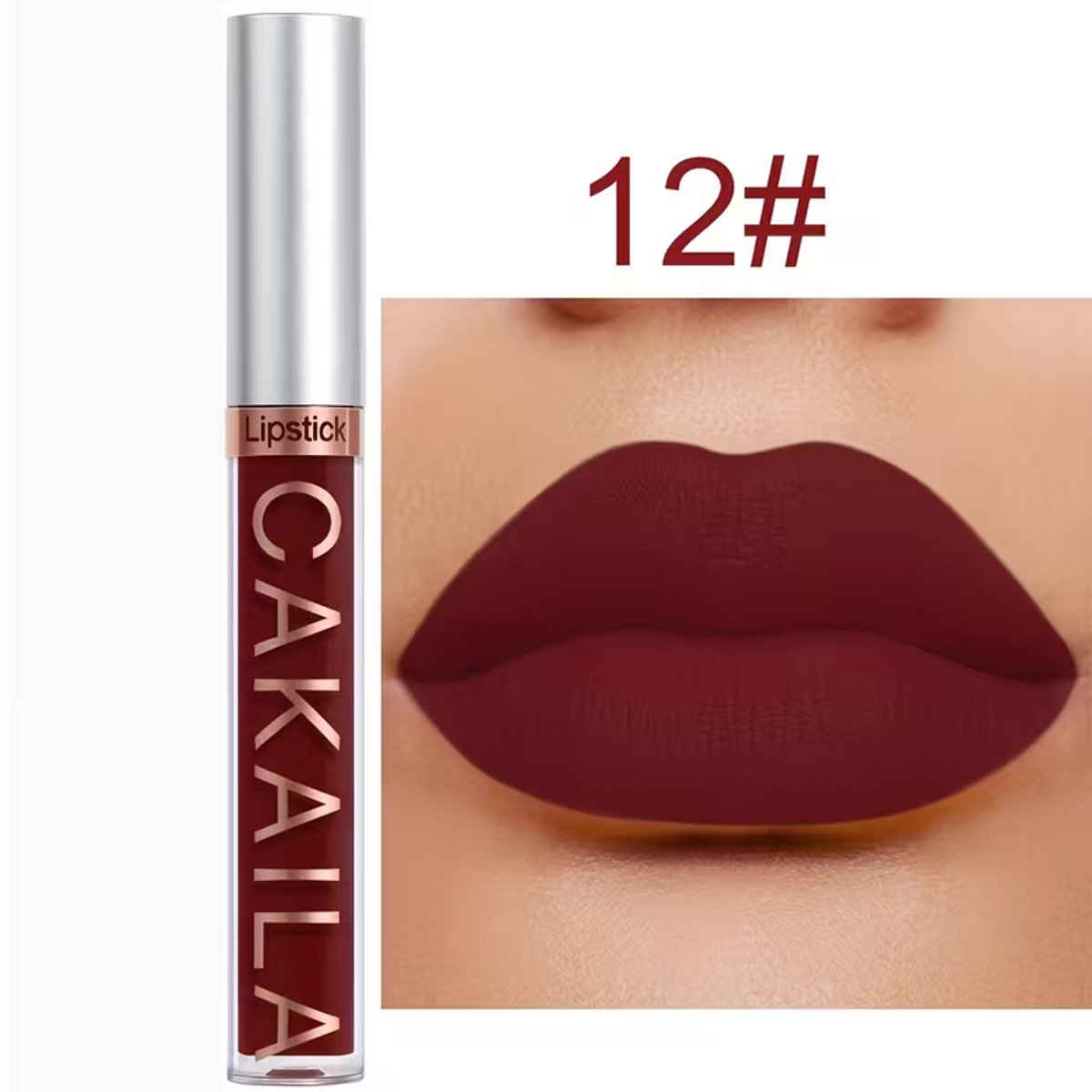 Matte Lippenstift Diep Bordeaux – Waterproof Lipstick – Langhoudende Vloeibare Lippenstift – Transferproof Lip Glaze