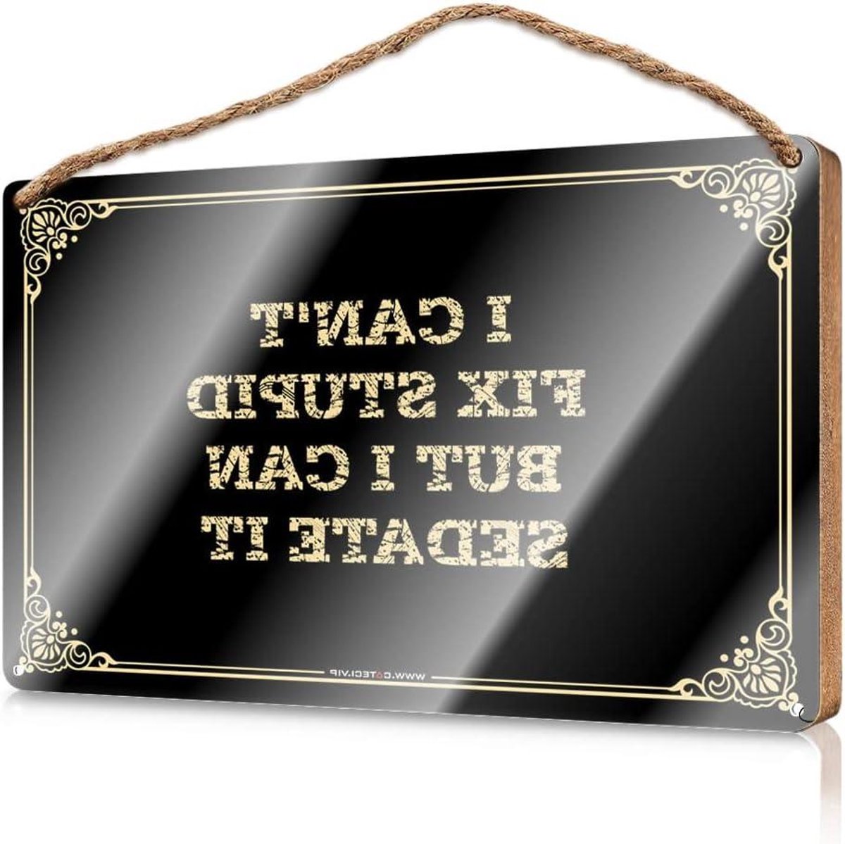 Houten Deurbord - Wanddecoratie Ophangen - Huis Verfraaien - Robuust Licht Hout - 23 x 35 cm - Zwart Bruin