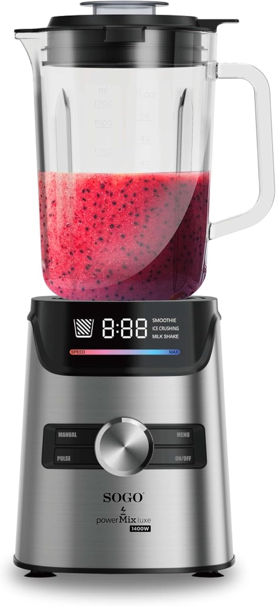 Krachtige mixer - Keukenapparaat - Gezonde smoothies - IJsmalen functie - 1.8 liter kan - Zilver — afbeelding 5