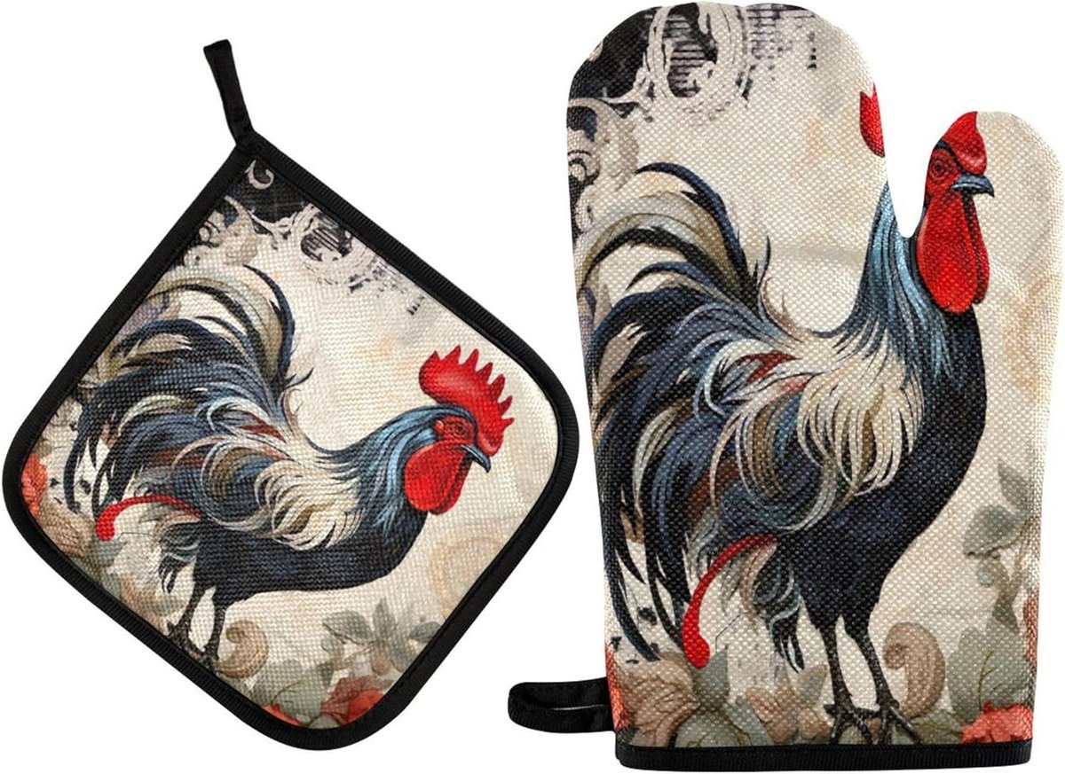 Pannenlap Keuken - Ovenwanten Set - Veilig Koken - Extra Dikke Isolatie - Set van 2 - Boerderij Stijl