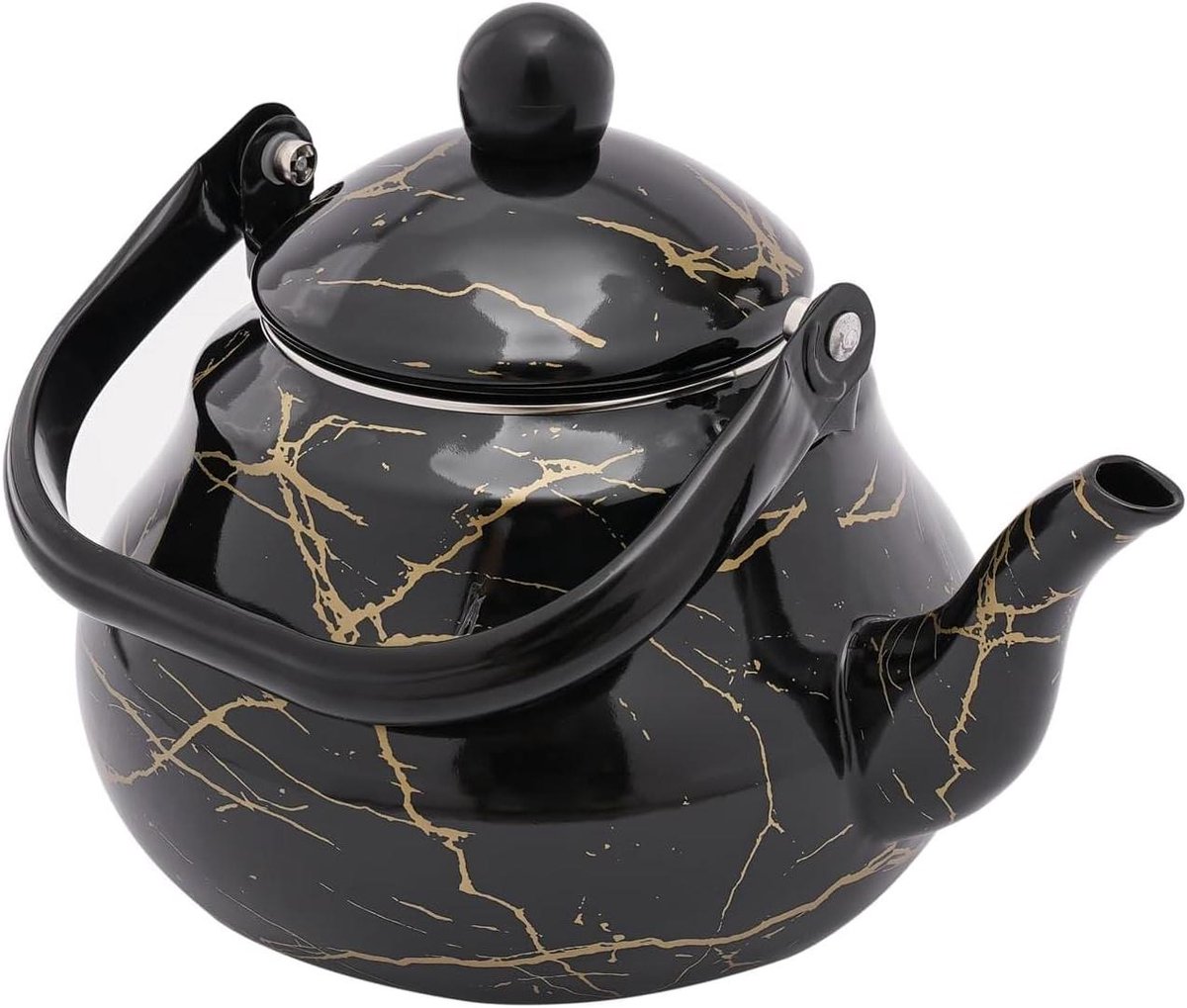 Metalen Waterketel - Theepot Kookpan - Water Koken - Efficiënte Verwarming - 2 Liter - Zwart